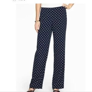 TALBOTS Indigo Lifesaver Print Blue White Side Zip Pants Sz 12